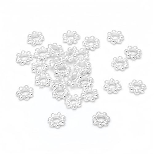 400 PCS Flower Spacer Beads Tibetan Silver 4mm Daisy Flower Thin Rondelle Spacer Bead Flat Bead Caps for Bracelet Necklace Jewelry Making