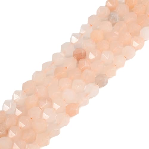 Peach Aventurine 6mm Gemstone Triangle Faceted Round Loose Beads Strand 15.5" DIY Jewelry Making - color: Peach Aventurine