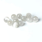 100Pcs Natural Stone Beads 6mm White Cat's Eye Round Loose Gemstone Energy Healing Beads Hole Size 1mm DIY Smooth Beads for Bracelet Necklace Earrings Jewelry Making - color: Cat's Eye, size: 6mm