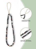 Semi-Precious Gem Stones Beaded Phone Charm Cell Phone Lanyard Wrist Strap Handmade Natural Gemstone Phone Chain string - color: Bloodstone