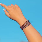FANCY SHINY Mothers Day Gifts Boho Leather Wrap Bracelet Stackable Infinity Chunky Cuff Bracelets Western Hippie Outfits Jewelry Valentine Gifts for Women - color: Burgundy