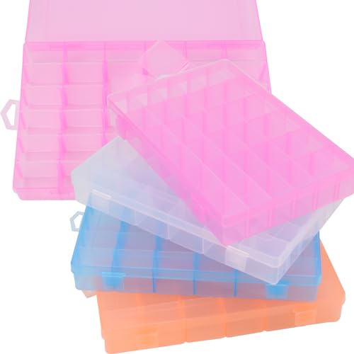 KINJOEK 8 PCS 36 Grids Bead Organizer Storage Containers with Adjustable Divider Small Tackle Box Clear Plastic Jewelry Earring Diamond Parts for Craft Art DIY Nail Sewing Thread Accessories - color: Colored, size: 36Grid 8PCS