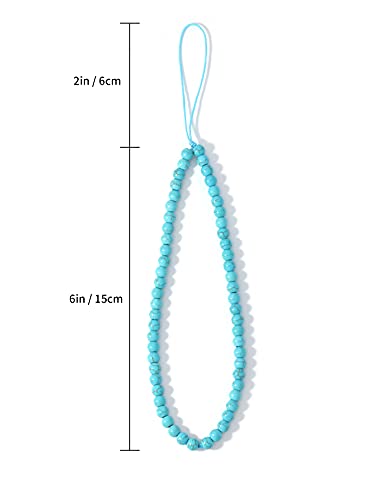 Semi-Precious Gem Stones Beaded Phone Charm Cell Phone Lanyard Wrist Strap Handmade Natural Gemstone Phone Chain string - color: Turquoise