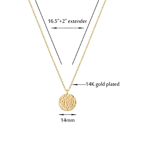 Valloey Rover Gold Necklace for Women 14K Gold Plated Circle Cubic Zirconia Pendant Necklace Dainty Twist Rope Chain Necklace Simple Jewelry Gift for Women - style: Gold-full moon