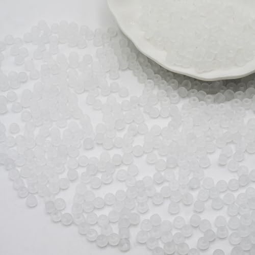 3mm Frosted Glass Beads Bulk, 2000 Pcs Jewelry Making Beads for Friendship Bracelet, Pendants, Key Chains, Necklaces, Hairpins (Wihte) - color: White, size: 3mm