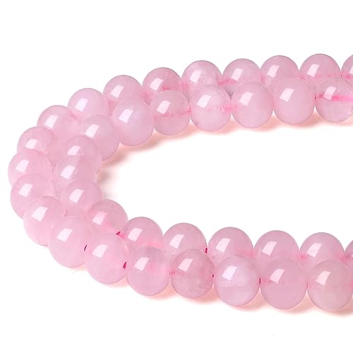 LAIDANLA Rose Quartz 8mm Natural Stone Beads Round Loose Gemstone Stone Beads for DIY Bracelet Necklace Earrings Jewelry Making Polishing Genuine Real Beading Crystal 96PCS 2 Strand 32" - color: K-Rose Quartz, size: 8mm
