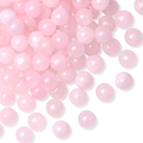 DUQGUHO Rose Quartz Beads 8mm Natural Crystal Pink Beads Round Polishing Stone Bead Genuine Gemstone Beads for DIY Jewelry Making 47 Pcs - color: Pink#1