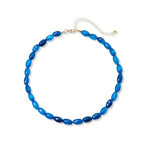 Elisheva Natural Stone Choker Necklace for Women, Boho Natural Emperor Jasper Stone Lace Agate Beaded Crystal Necklace, Gemstone Jewelry Gift for Her - style: blue lace agate Choker