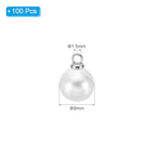 PATIKIL Pearl Charm, 100pcs Pearl Beads Faux Pearl Pendant Charm DIY for Jewelry Making Bracelets Earrings Necklace Crafts - color: Silvery White, size: 8mm