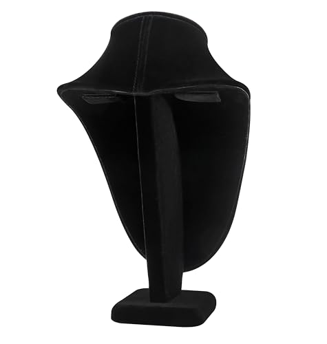 Polmart Modern Necklace Display Bust (Black Velvet, 11 ½”H) - color: Black Velvet, size: 11 ½” H