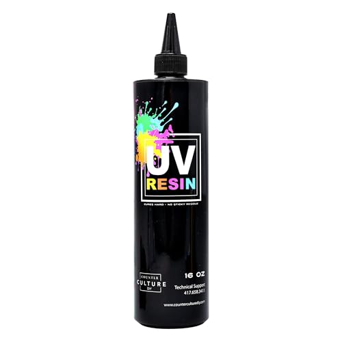 Counter Culture DIY Clear UV Resin, 16 oz Bundle 24 W UV Lamp Included, Quick Art Supplies for Coating & Casting, Great for Jewelry, Keychains - Epoxy Glue Cures Hard, No Sticky Residue - size: 16 oz Bundle