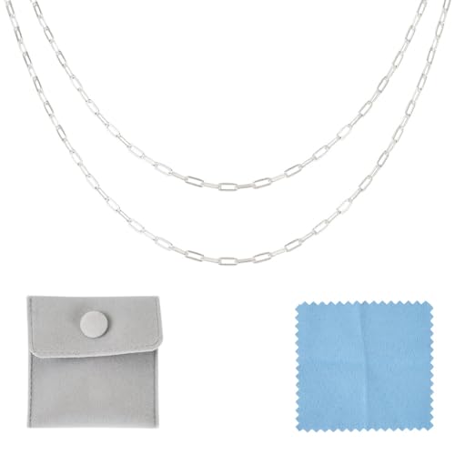 Elecrelive 3.28 Ft 925 Sterling Silver Paperclip Chains 1.7mm Soldered Oval Link Chains Permanent Jewelry for Women's Trendy Layering Necklace Bracelet Making - color: Sterling Silver