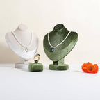 Velvet Necklace display stand for Selling, Jewelry Bust Mannequin for Show, Small Necklace Holder Stand【Green】 - color: Green