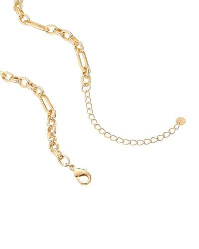 PAVOI 14K Gold Plated Curb Paperclip Box Sphere Bead Snake Herringbone and Figaro Chain Adjustable Necklace - style: Chain