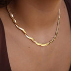 Moodear Gold Necklace for Women Dainty Chunky 14K Gold Plated/Sliver Plated Chain Necklace Cuban Link Paperclip Chain Choker Toggle Clasp Layered Necklace for Women Trendy Fashion Gift - style: Snake Chain