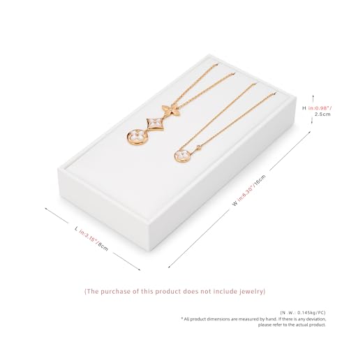 2 Slot PU Leather Necklace Jewelry Stand Pendant Drawer Jewelry Organizer Tray Bracelets Display Holder (White) - size: 3.15" x 6.3" x 0.98"