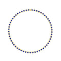 Gemsme 18K White Gold Plated Halo Necklace 5.0mm Round Cubic Zirconia Classic Tennis Necklace - color: Yellow Gold - Blue, size: 20 inch