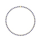 Gemsme 18K White Gold Plated Halo Necklace 5.0mm Round Cubic Zirconia Classic Tennis Necklace - color: Yellow Gold - Blue, size: 20 inch