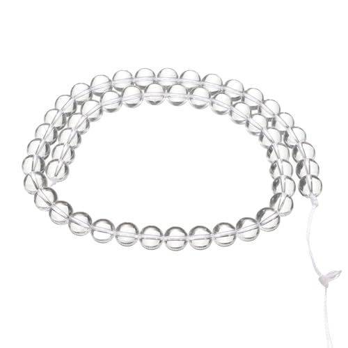 HARFINGTON 50pcs Natural Stone Beads 6mm Transparent Crystal Round Gemstone Stone Loose Beading Real Genuine Smooth Balls Bead for Jewelry Making Bracelets Necklace Earrings DIY - color: Transparent Crystal, size: 6mm