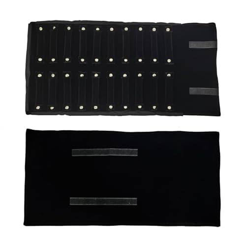 Portable Jewelry Roll Bag For Rings Velvet Jewelry Roll Bag keep your Rings Safe (Open size: 55 * 29cm Close size: 30 * 10cm, Black) - color: Black velvet