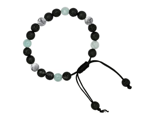 Amazing Gemstone Anger Control Bracelet - Howlite Amazonite Lava Bracelet Set for Men Women Healing Calming Anxiety Stress Relief Gifts Pulseras Para Hombres Mujer Stocking Stuffers (Adjustable) - color: Anger Control