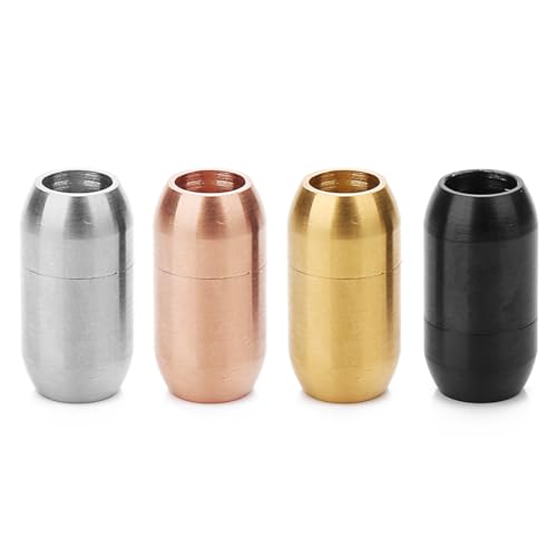 Stainless Steel Magnetic Clasp Inner Hole 3mm/4mm/5mm/6mm/8mm Glue-in Jewelry Clasp (Inner Hole Size=3mm, Gold Tone) - color: Gold Tone, size: Inner Hole Size=3mm