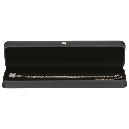 KUKUVR 2 Pieces Necklace Pendant Gift Box, PU Leather Jewellry Chain Holder Case for Wedding Day Birthday Anniversary Ceremony for Women (Black) - color: Black