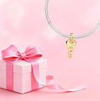 Mother Heart Charms for Bracelets Love Mom Flowers Charm Jewellery for Women - style: Gold key