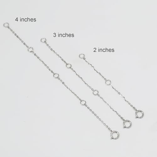 14K Solid Gold Necklace Extender Real Bracelet Extender 2 3 4 Inch Durable Adjustable Chain Gold Anklets Extension for Women 2" 3" 4" (14K White Gold-4 IN) - color: 14K White Gold-4 IN