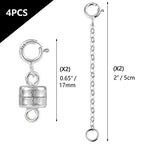 925 Sterling Silver Magnetic Jewelry Clasps Magnetic Necklace Clasps and Closures Sterling Silver Bracelet Necklace Extender - color: D-White Gold