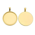 10pcs stainess steel cabochon base setting 25mm round cameo pendant trays diy jewelry blank bezel for necklace making (25mm gold) - size: 25mm Gold
