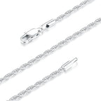 Italian Solid 14K Gold Plated 925 Sterling Silver Chain Necklace for Women, 1.5mm & 2.5mm Dainty Non Tarnish & Hypoallergenic Rope Chain Women's Chain Necklaces 16 18 20 22 24 26 Inch - color: 2.5mm White Gold, size: 18 Inch (Women's Average Length)