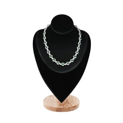 MOOCA 2 Pcs Set Necklace Chain Jewelry Display Holder, Jewelry Stand, Necklaces Display Mannequin Bust Stand, Wood Sturdy Base, Black Velvet - color: 2-Pcs Black Velvet