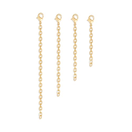 4-Piece Gold Extension Chain Sets for Women for Necklace, Bracelet, Coach Extension Chain, Layering Extension for Jewelry Making - color: gold B