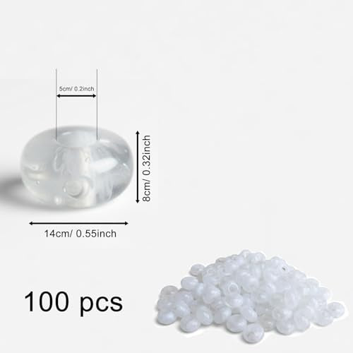 Large Hole Beads for Jewelry Making-100pcs 14mm European Rondelle Spacer Beads,Big Hole Craft for Bracelets(Clear) - color: Clear