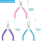 3-Piece Mini Pliers Tool Kit Includes Needle Nose, Round Nose Pliers, Diagonal cutting pliers, for Making Crafts, Repairing Electronic Devices