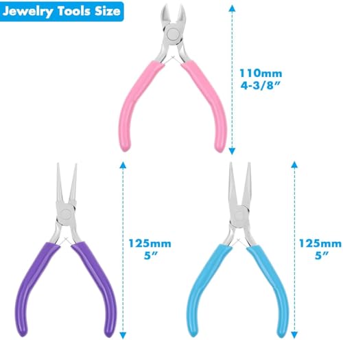 3-Piece Mini Pliers Tool Kit Includes Needle Nose, Round Nose Pliers, Diagonal cutting pliers, for Making Crafts, Repairing Electronic Devices