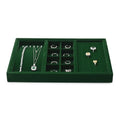 4 In 1 Velvet Jewelry Trays Jewelry Drawer Organizer Tray Stackable Jewelry Trays Necklace Bracelet Ring Earring Organizer Tray (Green) - size: 3 Grid