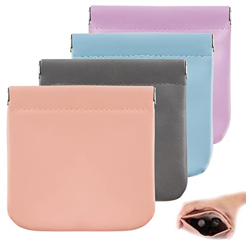 CANIPHA 4pcs Lambskin Pocket Cosmetic Bag, Waterproof Portable No Zipper Self-closing Small Makeup Pouch for Women Mini Travel Storage bag for Cosmetics Headphones Jewelry - color: 4pcs