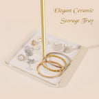 Necklace Holder Elegant Jewelry Holder Stand, Gold Necklace Organizer Rack with Ceramic Base Adjustable Jewelry Tree for Bracelets, Rings, Earrings Necklaces Hanger Display(Gold)