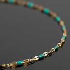UMAOKANG 16.4 Feet Gold Plated Stainless Steel Jewelry Chain Roll Blue Enamel Bead Necklace Chain Handmade Craft Chains Bulk - color: Gold-Blue