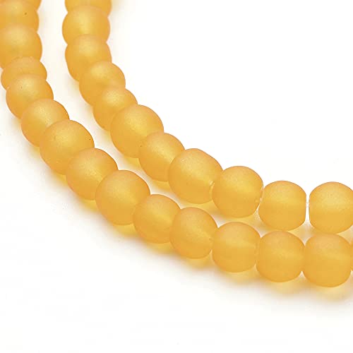 FASHEWELRY 200Pcs Transparent Frosted Glass Bead 4mm Matte Crystal Glass Loose Beads for DIY Jewelry Making (Goldenrod) - color: Goldenrod