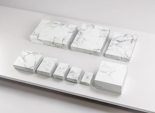 TheDisplayGuys - 100-Pack #21 Cotton Filled Cardboard Paper Jewelry Boxes Gift Case - Marble White (2.6" x 1.6" x 1.0") - for Shipping or Storage - size: 1 Count (Pack of 100), style: 2.6" x 1.6" x 1.0" (#21)