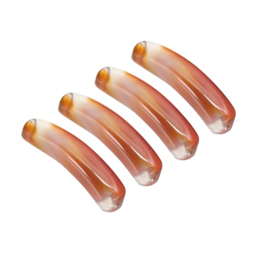 PATIKIL 4 Pcs Natural Stone, 36 x 10 mm Natural Curved Clear Quartz Stone Crystal Handmade Jade Flat Beads for DIY Crafting, Red Agate - color: Red Agate