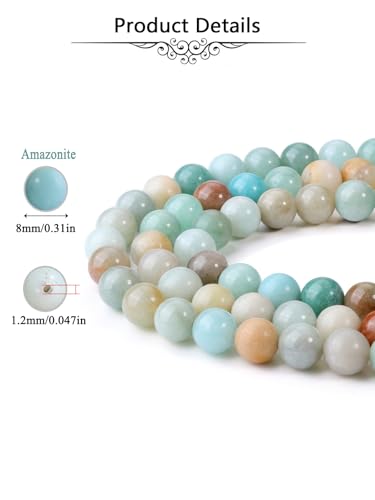 Jovivi 96pcs 8mm Blue Imperial Jasper Round Stone Beads for Jewelry Making - color: Blue Imperial Jasper