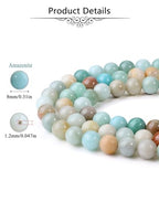 Jovivi 96pcs 8mm Round Amazonite Stone Beads for Jewelry Making - color: Amazonite