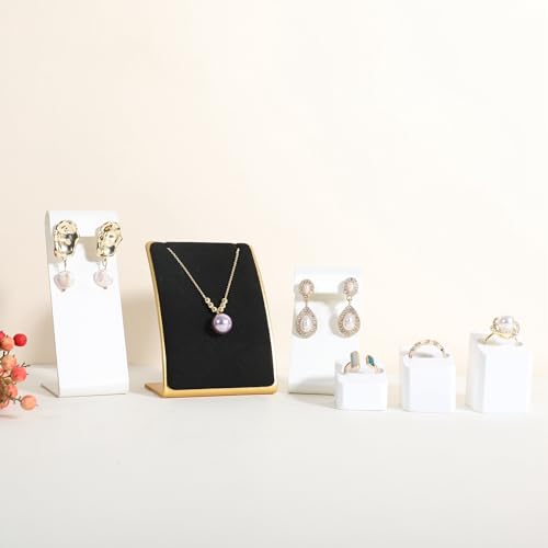 GemeShou Black Necklace display stand, Velvet Jewelry necklace display holder for selling, small metal earring neck storage organizer, online jewelry photography props【Black】 - color: black