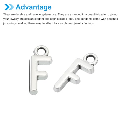 PATIKIL Letter Charm, 50pcs Alphabet Initial Pendant Charm Bulk DIY for Jewelry Making Bracelets Earrings Necklace - style: F