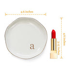 HOME SMILE Initials Ring Dish Jewery Tray with Personalized A-Monogrammed Engagement Wedding Gifts for Friends,Sister,Birthday Christmas Gifts for Women,Ceramic White - style: a