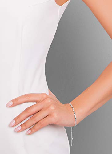 Miabella 925 Sterling Silver or 18K Gold Plated Diamond-Cut Adjustable Bolo 2.5mm Bead Ball Bracelet for Women, Made in Italy - color: sterling silver
